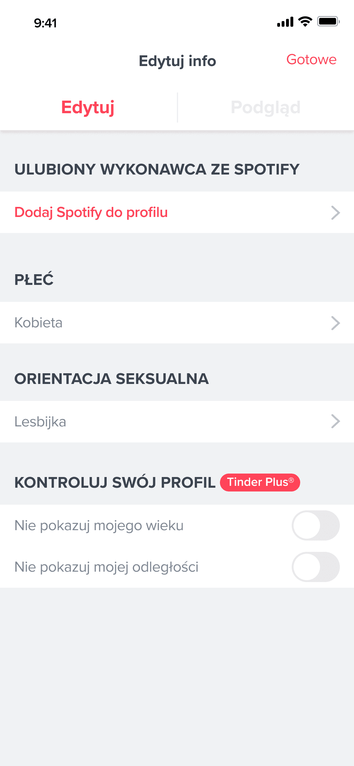 Ustawienia prywatności w wersji Tinder Plus Ustawienia prywatności w wersji Tinder Plus